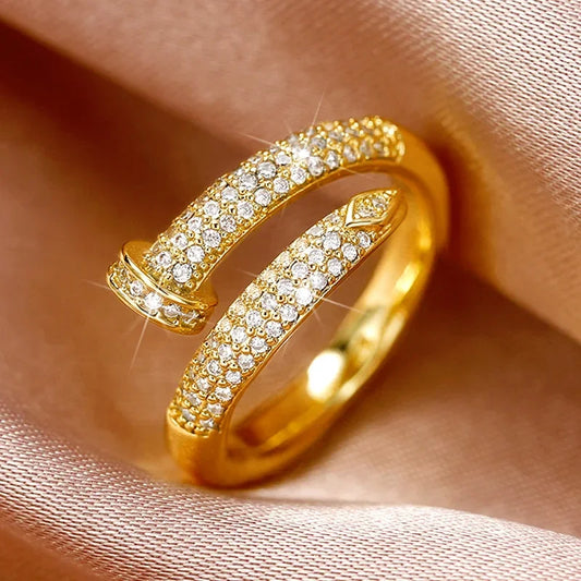 Zircon Studded Nail Wrap Ring
