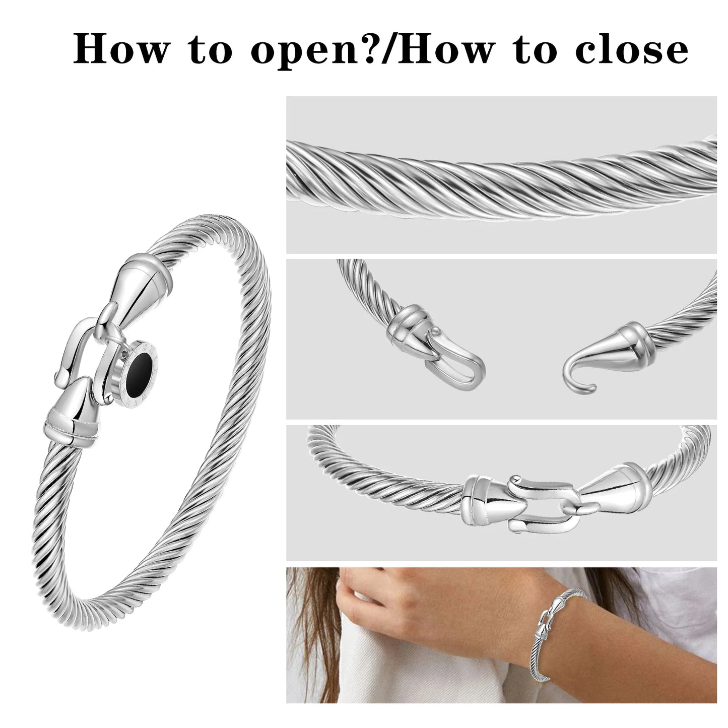 Roman Numeral Bangle with Hook Clasp