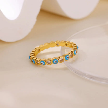 Stainless Steel Evil Eye Finger Ring Lucky Aesthetic Turkish Waterproof