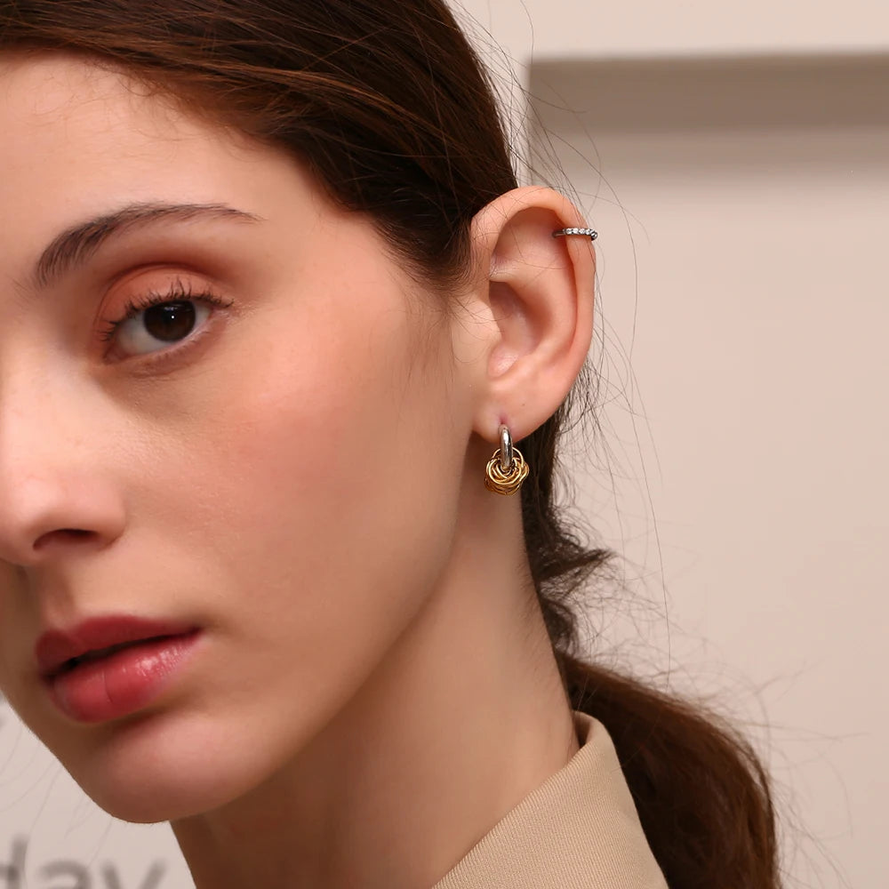 MamacitaSlay 316L Stainless Steel Mixed Color Knot Stud Earrings 18K Gold Plated Waterproof Jewelry For Women Unique Earrings
