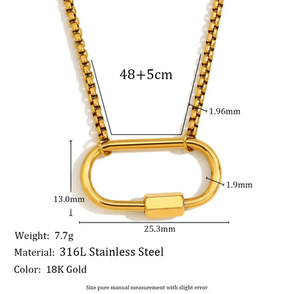 MamacitaSlay Unique 18K Gold Plated Stainless Steel Geometric DIY Necklace Party Waterproof Jewelry Unisex Trendy Neck Chain