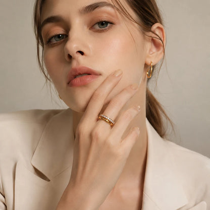 MamacitaSlay 316L Stainless Steel Baroque Pearl Zircon Ring 18K Gold Plated Waterproof Casual Statement Jewelry For Women Gift