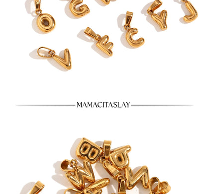 MamacitaSlay Stylish Mini Gold Plated Waterproof 26 Initial Letters Jewelry Pendants Diy Charms For Jewelry Making Dily Jewelry