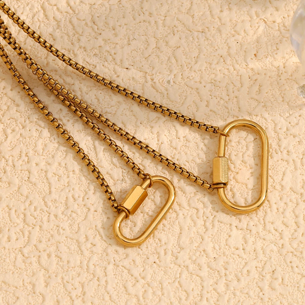 MamacitaSlay Unique 18K Gold Plated Stainless Steel Geometric DIY Necklace Party Waterproof Jewelry Unisex Trendy Neck Chain