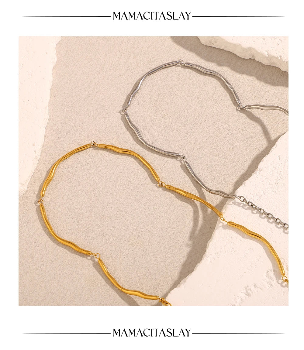 MamacitaSlay Classic 316L Stainless Steel Irregular Necklace Party Waterproof Jewelry Unique Cool Neck Jewelry Neutral Necklace