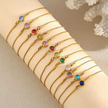 MamacitaSlay 316L Stainless Steel Zircon December Birthstone Adjustable Bracelet Waterproof Wrist Jewelry Women's Charm Bracelet