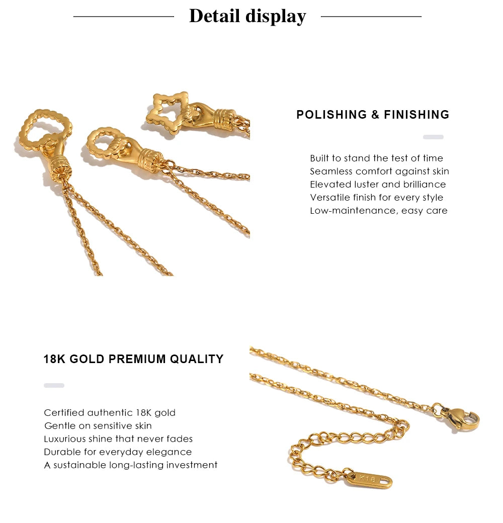 MamacitaSlay 316L Stainless Steel Hand Holding CZ Pendant Necklace 18K Gold Plated Waterproof Jewelry For Women Unique Gift