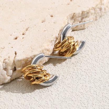 MamacitaSlay 316L Stainless Steel Mixed Color Knot Stud Earrings 18K Gold Plated Waterproof Jewelry For Women Unique Earrings