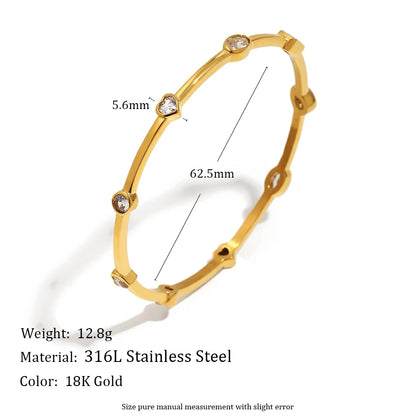MamacitaSlay 316L Stainless Steel Colorful Zircon Heart Star Bangle 18K Gold Plated Waterproof Stackable Jewelry For Women Gift
