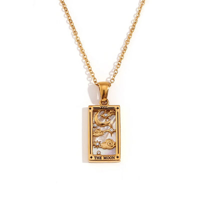 MamacitaSlay 316L Stainless Steel Zircon Tarot Necklace 18K Gold Plated Waterproof Jewelry Women's Creative Elegant Necklace