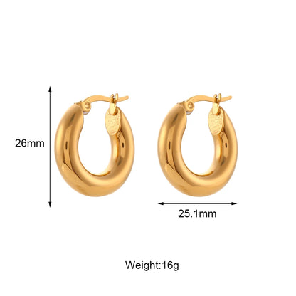 MamacitaSlay Minimalist 18K Gold Plated 316L Stainless Steel Different Sizes Hoop Earrings Waterproof Party Jewelry for Women