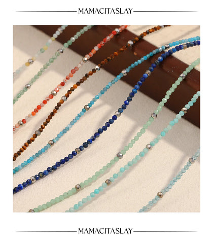 MamacitaSlay 316L Stainless Steel Natural Stone Necklace Elastic Rope Bracelet Handmade Waterproof Jewelry Women's Classic Gift