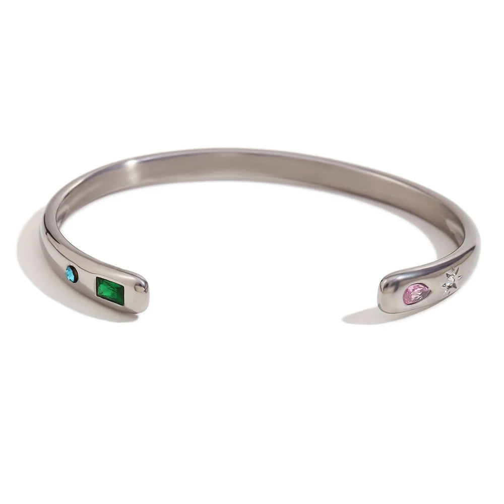 MamacitaSlay Classic Solar Geometric Zircon Bracelets Shiny Zircon Hoop Earrings 2024 Trend Stainless Steel Ring Woman