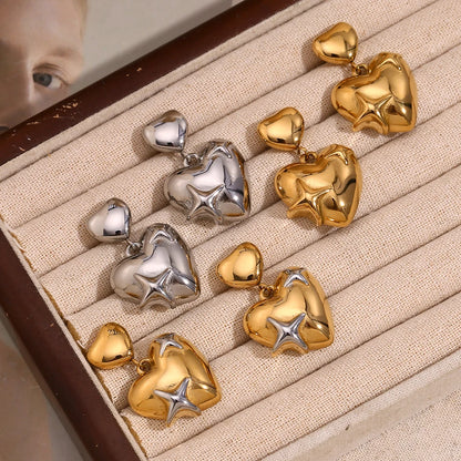 MamacitaSlay Exclusive Stainless Steel Heart Star Earrings 2025 New Design Waterproof Jewelry Women's Charm Statement Earrings