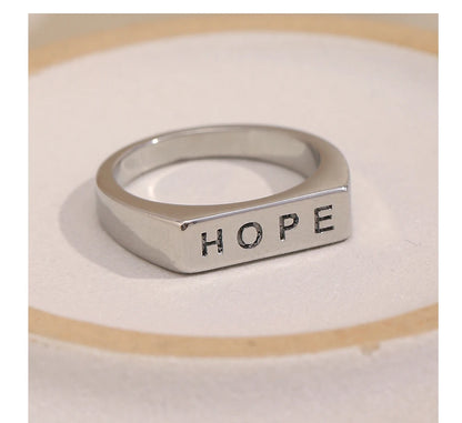 MamacitaSlay 316L Stainless Steel "HOPE" Letter Ring Party Waterproof Jewelry Women's Classic Charm Ring 2025 New Trend Gift