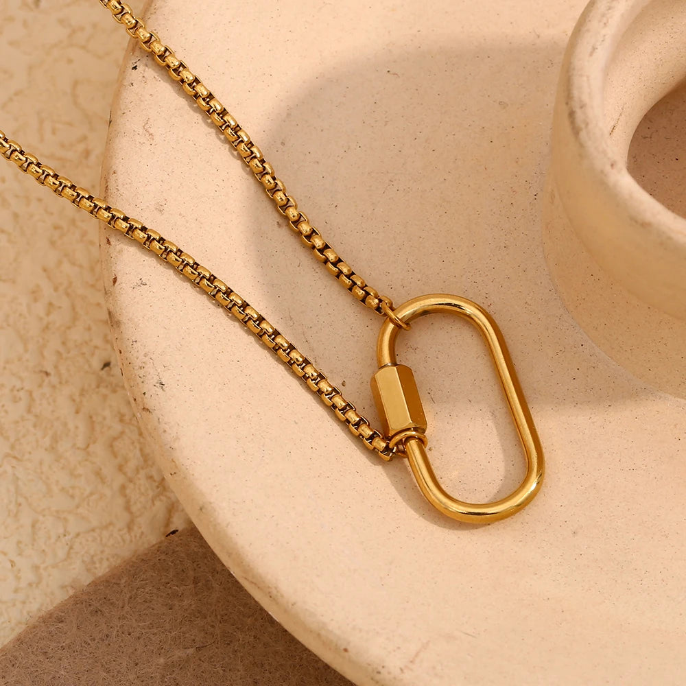 MamacitaSlay Unique 18K Gold Plated Stainless Steel Geometric DIY Necklace Party Waterproof Jewelry Unisex Trendy Neck Chain