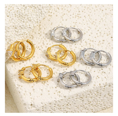 MamacitaSlay 316l Stainless Steel Zircon Hoop Earring 18K Gold Plated Waterproof  Minimalist Jewelry for Women 2026 Trend Gift
