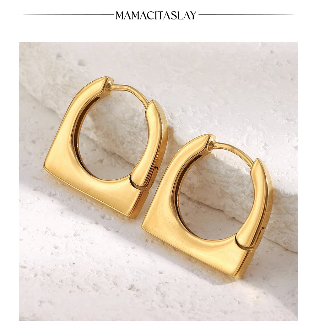 MamacitaSlay 316L Stainless Steel Square Hoop Earrings Party Classic Jewelry Women's Minimalist Statement Earrings High Quality