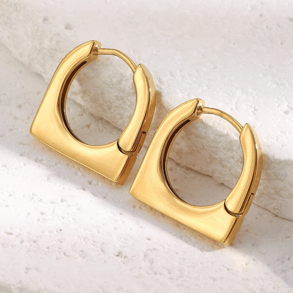 MamacitaSlay 316L Stainless Steel Square Hoop Earrings Party Classic Jewelry Women's Minimalist Statement Earrings High Quality