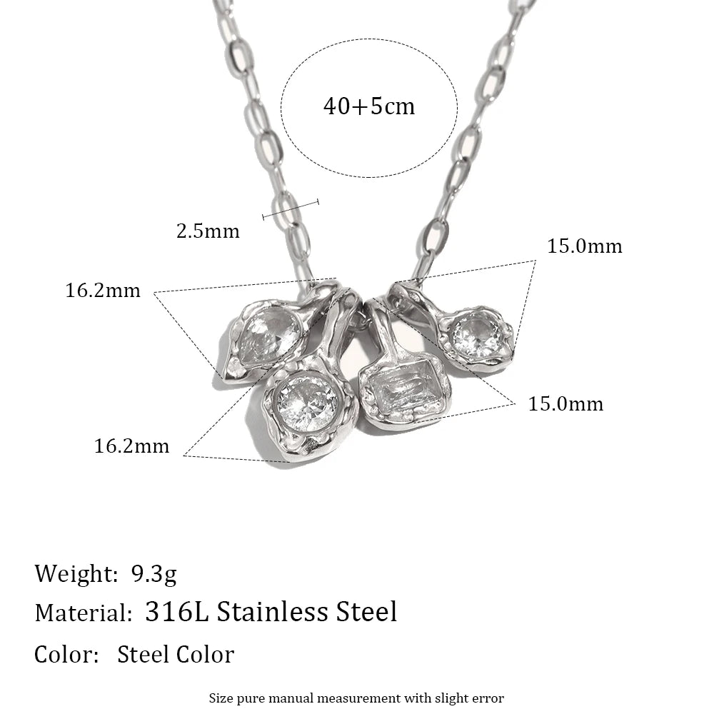 MamacitaSlay 316L Stainless Steel Irregular  Multicolor Zircon Necklace 18K Gold Plated Waterproof Minimalist Jewelry For Women