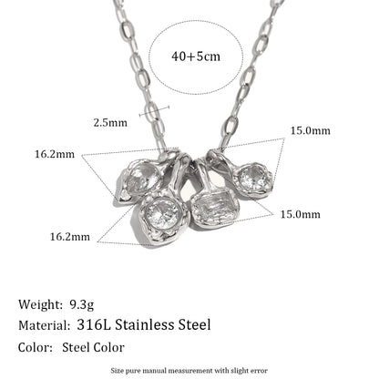 MamacitaSlay 316L Stainless Steel Irregular  Multicolor Zircon Necklace 18K Gold Plated Waterproof Minimalist Jewelry For Women