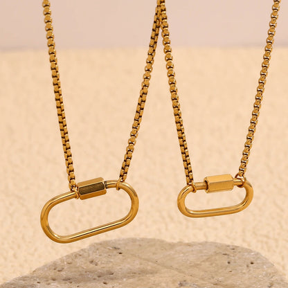 MamacitaSlay Unique 18K Gold Plated Stainless Steel Geometric DIY Necklace Party Waterproof Jewelry Unisex Trendy Neck Chain
