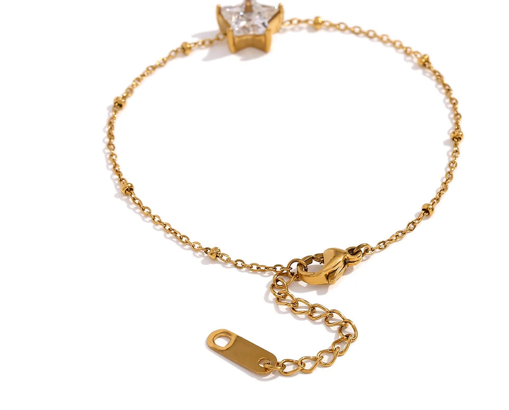 MamacitaSlay Elegant Sparking Star Thin Chain bracelets Tarnish Free Watewrproof stainless steel bracelet Trendy jewelry women
