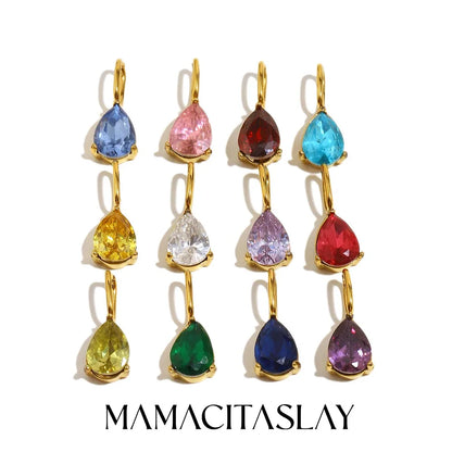MamacitaSlay 316L Stainless Steel Zircon December Birthstone Charms Earrings Necklaces Bracelets DIY Pendant Waterproof Jewelry