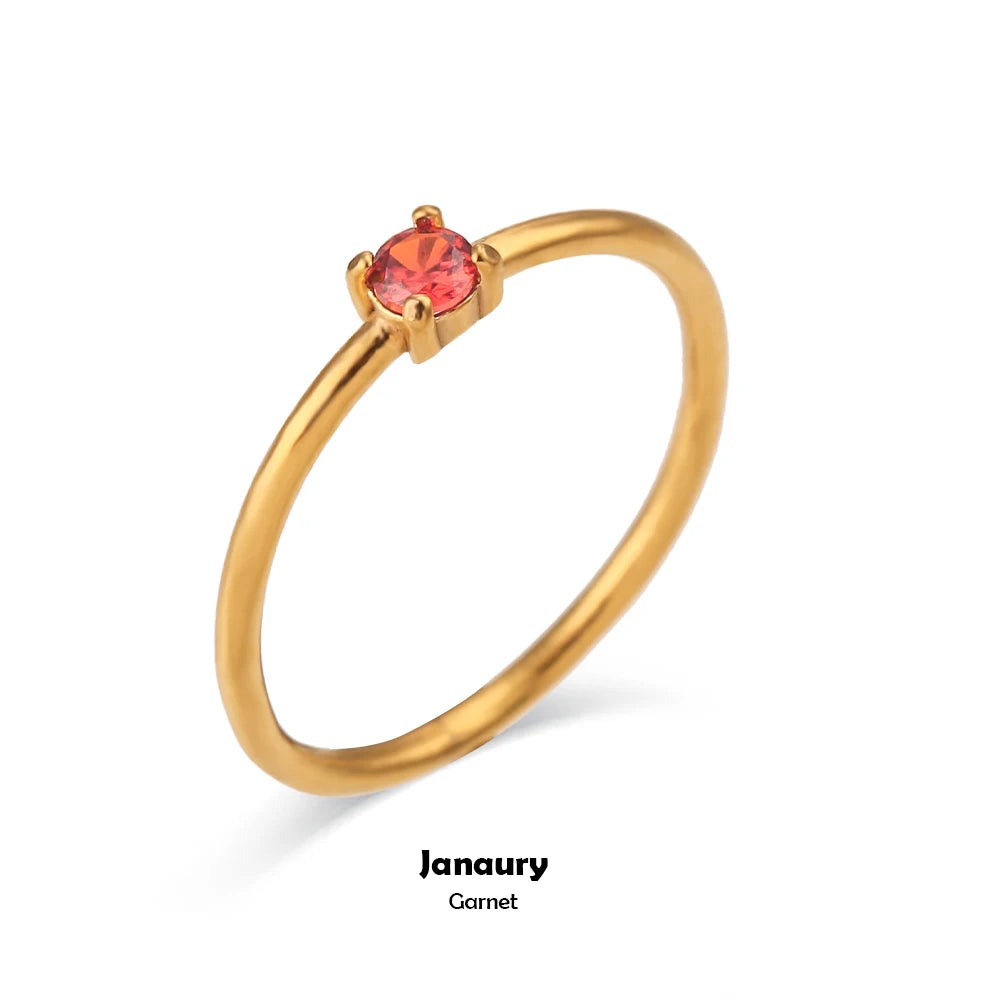 MamacitaSlay Stainless Steel Ring Thin Strip White Zircon Ring Glamorous Women's Classic Waterproof Jewelry High Quality Gifts