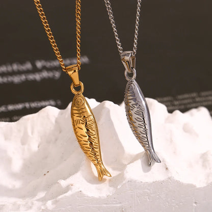 MamacitaSlay New Design 39mm Fish Pendant Y-Shaped Clavicle Necklace Stainless Steel Accessories Woman Luxury Quality Jewelry