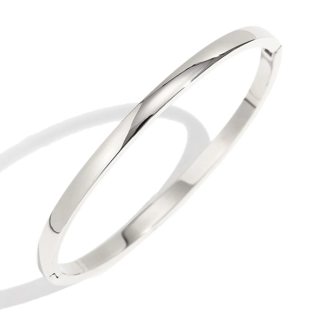 MamacitaSlay 316L Stainless Steel Plain Polished Multiple Sizes Cuff Bangle 18K Gold Plated Waterproof Jewelry For Women  Gift