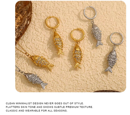 MamacitaSlay Wholesale Lucky Koi Drop Earrings Women Waterproof Gold Plated 316L Stainless Steel Women's Jewelry New In Earrings