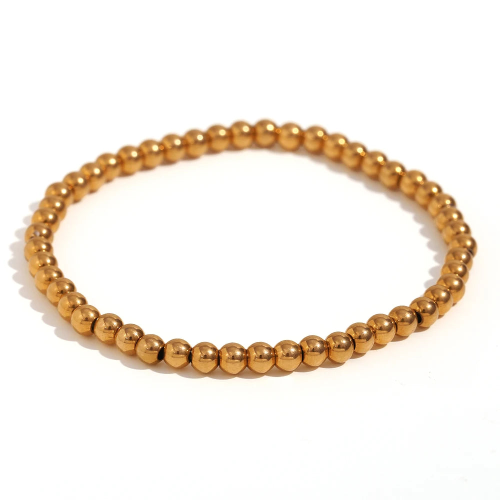 MamacitaSlay 316L Stainless Steel Elastic Bead Bracelet 18K Gold Plated Waterproof Wrist Jewelry High Quality Bracelet Gifts