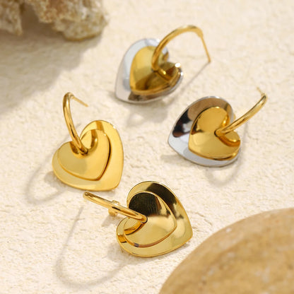 MamacitaSlay 316L Stainless Steel Heart Mixed Color Earrings 18K Gold Plated Waterproof Jewelry Women's Elegant Earrings Gifts
