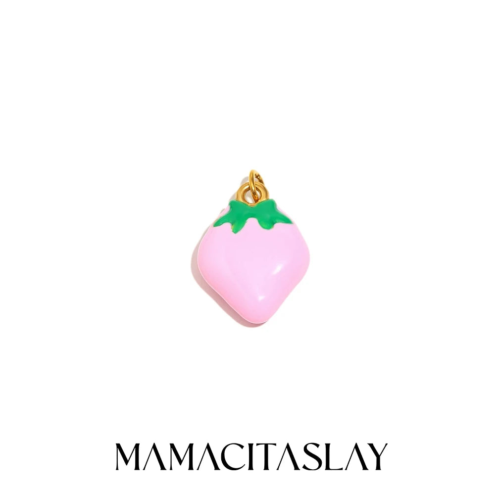 MamacitaSlay Stainless Steel Resin Tropical Fruit Charms Earrings Necklace Bracelet DIY Accessories Women's Waterproof Pendant