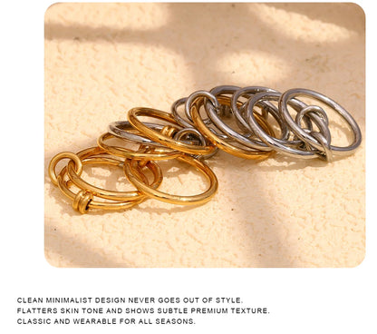 MamacitaSlay Unique Cool Three/Four Fingers Chain Shape Variable Hiphop Rings Stainless Steel Trendy Accessories Women Men Gifts