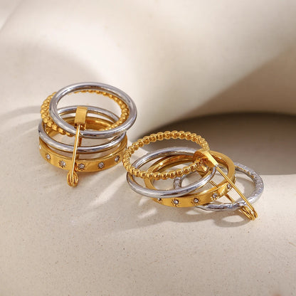 MamacitaSlay 316L Stainless Steel Zircon Mixed Color Multilayer Paperclip Ring Party Waterproof Jewelry Women's Unique Ring Gift