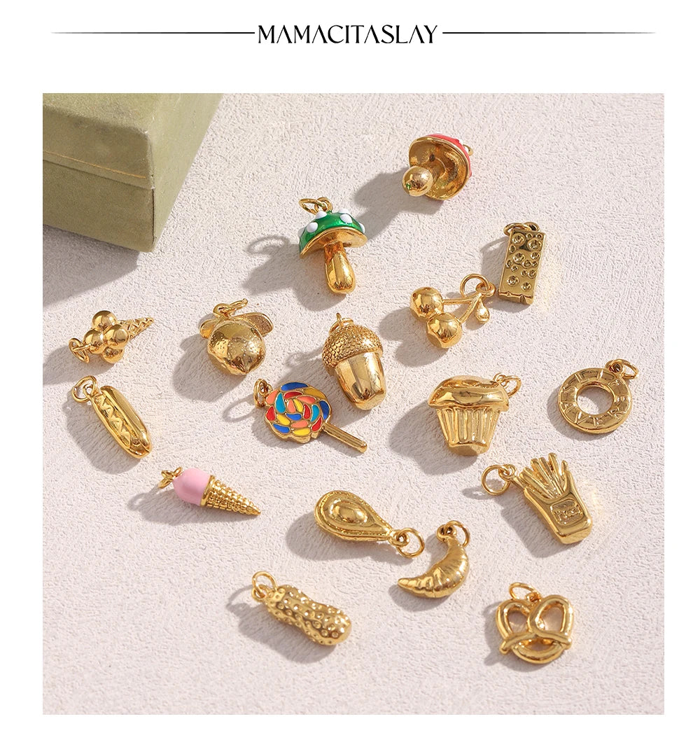 MamacitaSlay 316L Stainless Steel Enamel Ocean Style Fish Charms Earrings Necklace Bracelet DIY Pendant Women's Handmade Gift