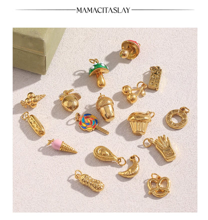 MamacitaSlay 316L Stainless Steel Enamel Ocean Style Fish Charms Earrings Necklace Bracelet DIY Pendant Women's Handmade Gift