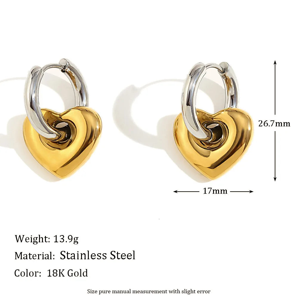 Mamacitaslay Mixed Color Star Heart Charm Hoop Earrings 316L Stainless Steel Waterproof Jewelry For Women Party Everyday Wear