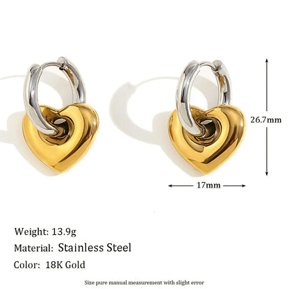 Mamacitaslay Mixed Color Star Heart Charm Hoop Earrings 316L Stainless Steel Waterproof Jewelry For Women Party Everyday Wear