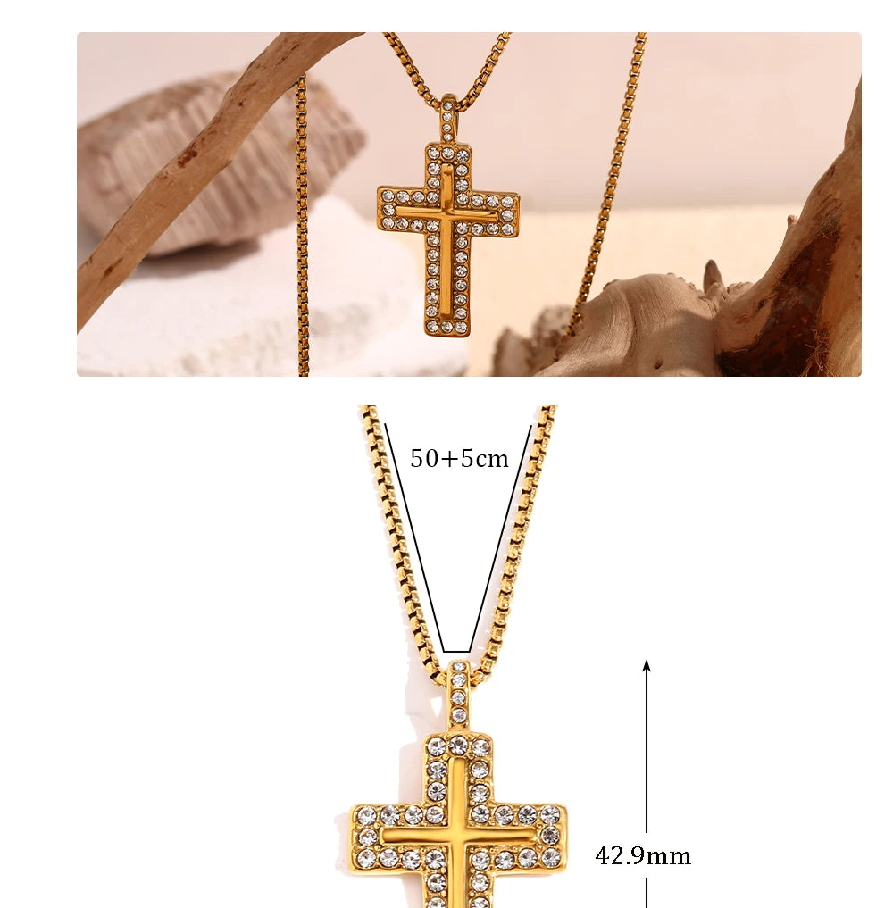 MamacitaSlay Trendy Cross Pendant Necklace Design Waterproof Neck Jewelry Design Waterproof Neck Jewelry Neutral Statement Gift