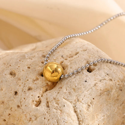 MamacitaSlay Unique 316L Stainless Steel Round Bead Chain Necklace Party Trend Waterproof Jewelry For Women's Neck Jewelry Gift