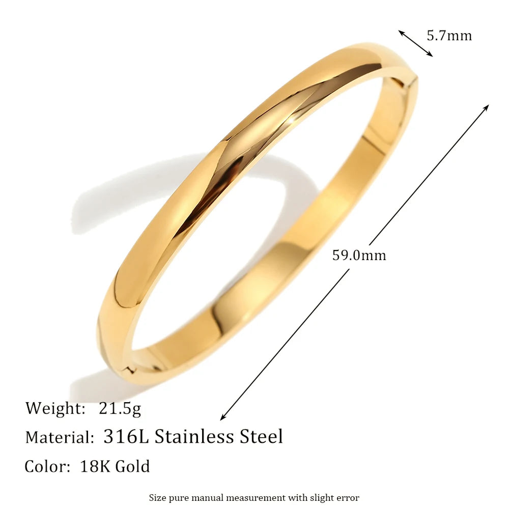 MamacitaSlay 316L Stainless Steel Plain Polished Multiple Sizes Cuff Bangle 18K Gold Plated Waterproof Jewelry For Women  Gift