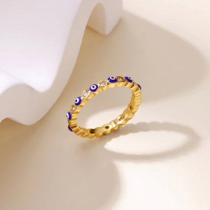 Stainless Steel Evil Eye Finger Ring Lucky Aesthetic Turkish Waterproof