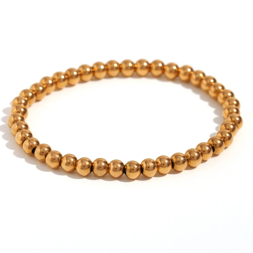 MamacitaSlay 316L Stainless Steel Elastic Bead Bracelet 18K Gold Plated Waterproof Wrist Jewelry High Quality Bracelet Gifts