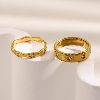 MamacitaSlay 316L Stainless Steel Zircon Star Ring 18K Gold Plated Waterproof Jewelry Women's Classic Ring High Quality Gift