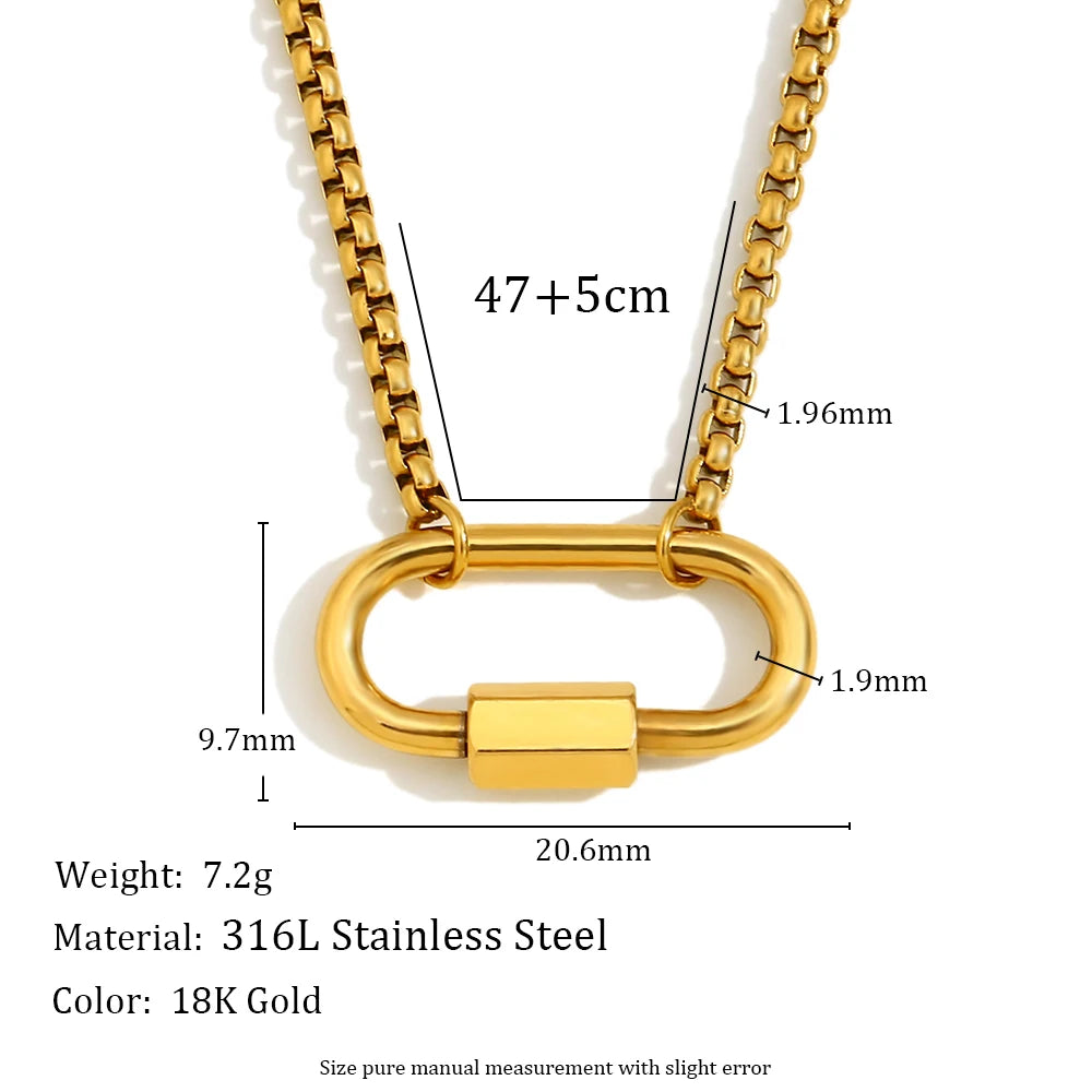 MamacitaSlay Unique 18K Gold Plated Stainless Steel Geometric DIY Necklace Party Waterproof Jewelry Unisex Trendy Neck Chain