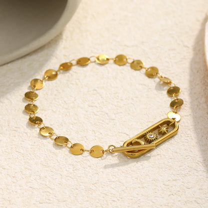 MamacitaSlay 316L Stainless Steel Celestial Sun Moon Star OT Chain Bracelet 18K Gold Plated Waterproof Jewelry For Women Gift