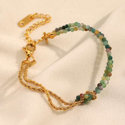 MamacitaSlay 316L Stainless Steel Natural Stone Handmade Asymmetric Bracelet Party Waterproof Jewelry Women's Charm Bracelet